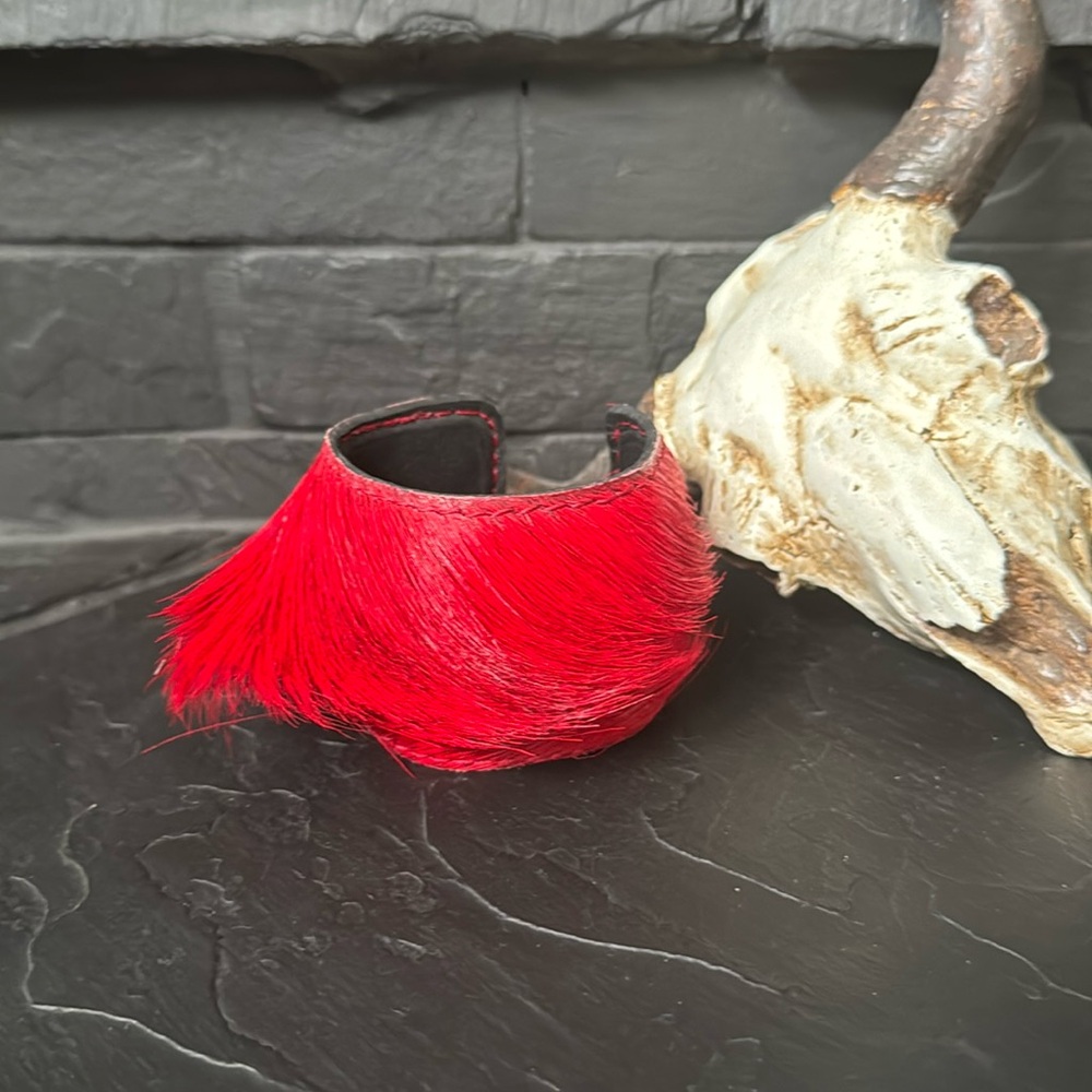 Cow hide red bracelet